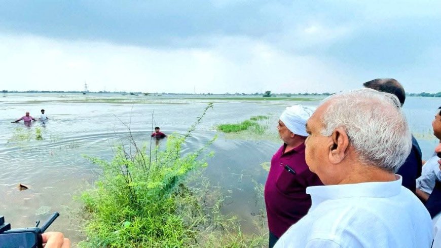 भूपेंद्र सिंह हुड्डा ने किया बाढ़ प्रभावित गांवों और इलाकों का दौरा
